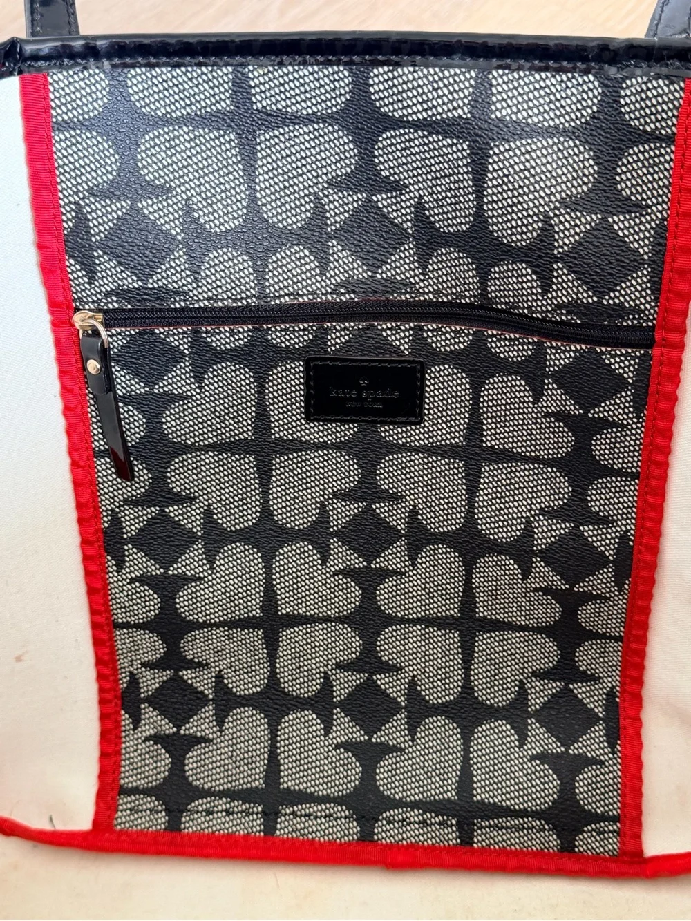 Kate Spade New York Ace of Spades Harmony Tote Black Spade Print Large Beach Bag